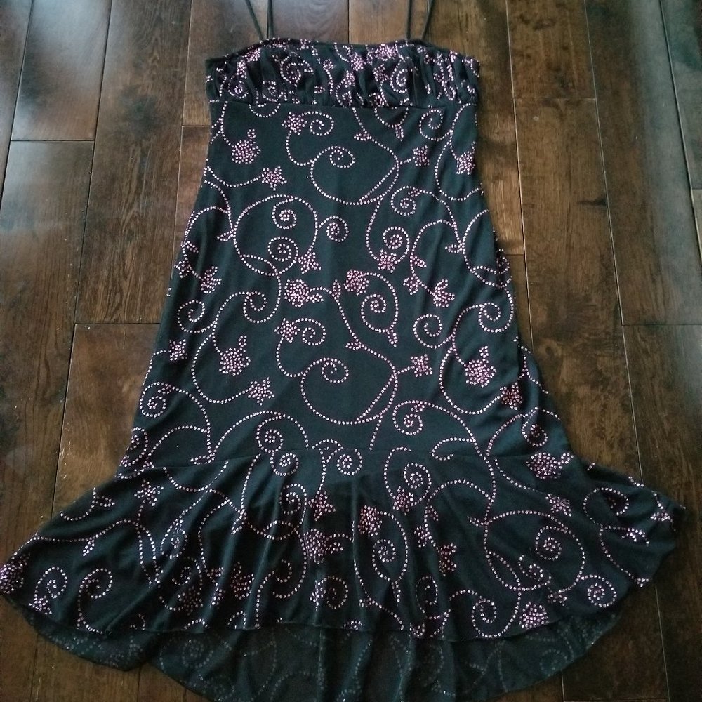 M Studio Black Dress with Pink Sparkles